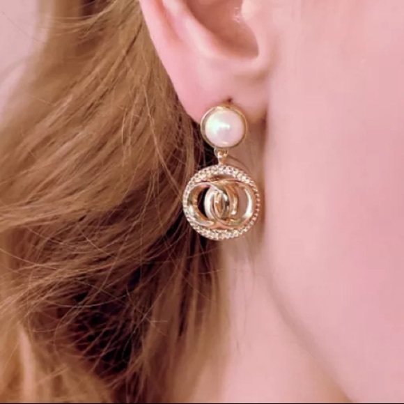 Gold Plated 14K Circle Drop Earrings - Picture 3 of 3